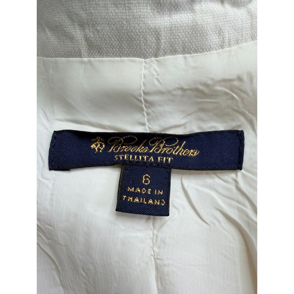 Brooks Brothers White Linen Blazer Womens 6 Office Career Mother Pearl Buttons - Picture 5 of 14